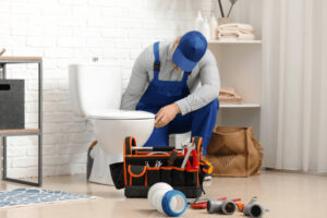 repairing a clogged toilet