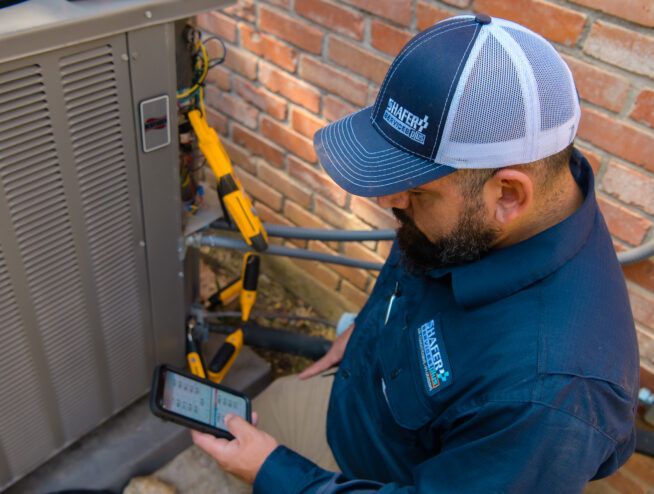 technician checking an AC unit