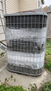 frozen HVAC unit